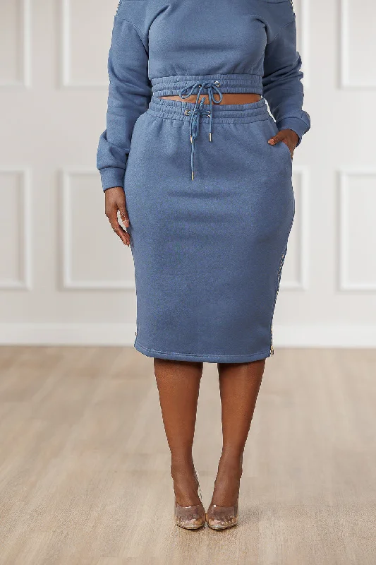FINAL SALE - Aliya Side Zip Skirt - Steel Blue boho skirt vibe