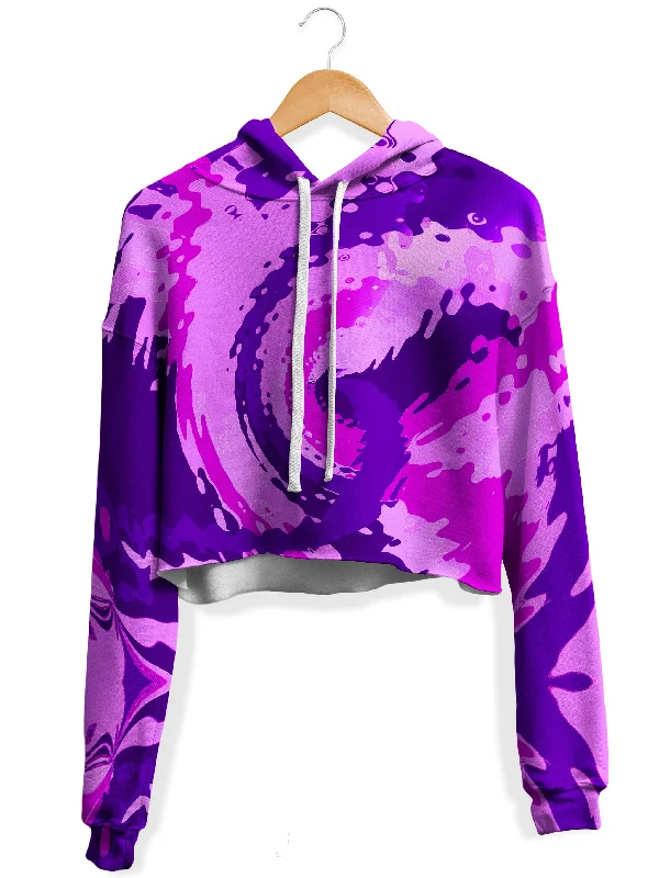 Purple Haze Fleece Crop Hoodie Hoodie with Mesh Breathable Sporty
