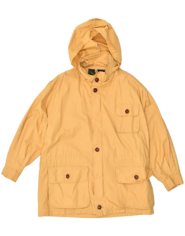 VINTAGE Womens Hooded Utility Jacket UK 10 Small Beige Cotton Welt Pockets Slit Pockets Flap Pockets