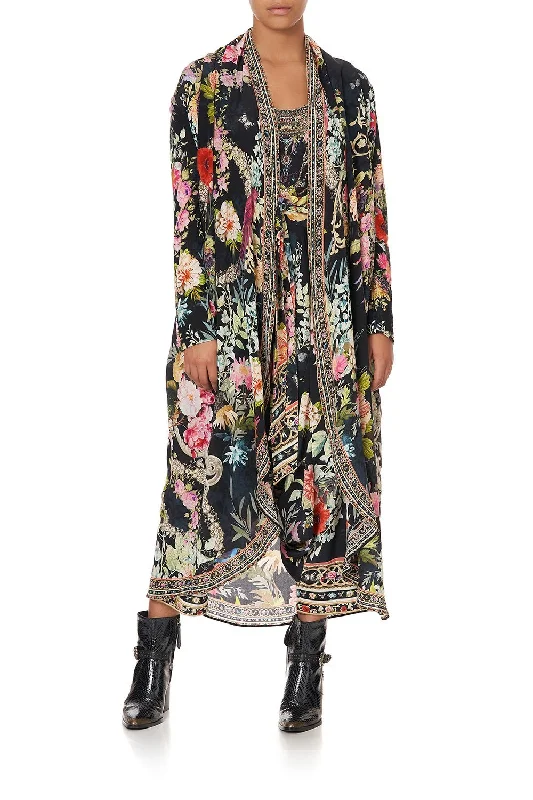 LONG CASUAL JACKET WITH POCKETS HAMPTON HIVE Zippered Front Buttoned Front Snap Front