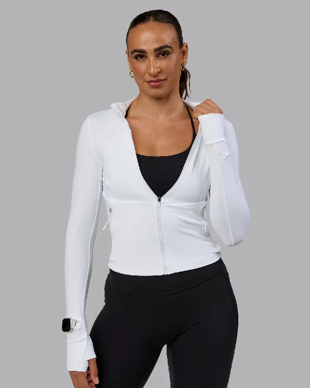 Aspire Jacket - White Notch Collar Jacket Peter Pan Collar Jacket Cowl Neck Jacket
