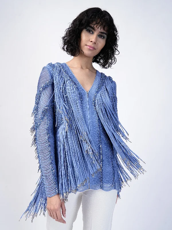 Fringe Jacket Zip Front Button Front Snap Front