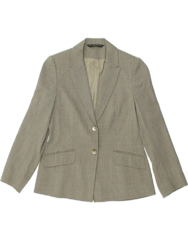 LAURA ASHLEY Womens Petite 2 Button Blazer Jacket UK 10 Small Beige Welt Pockets Slit Pockets Flap Pockets