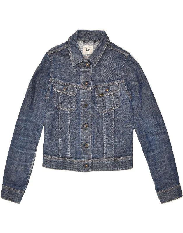 LEE Womens Denim Jacket UK 8 Small Blue Cotton Welt Pockets Slit Pockets Flap Pockets