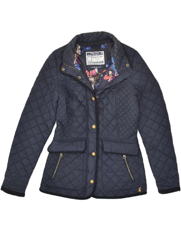 JOULES Womens Quilted Jacket UK 8 Small Blue Polyamide Bomber Jacket Anorak Windbreaker