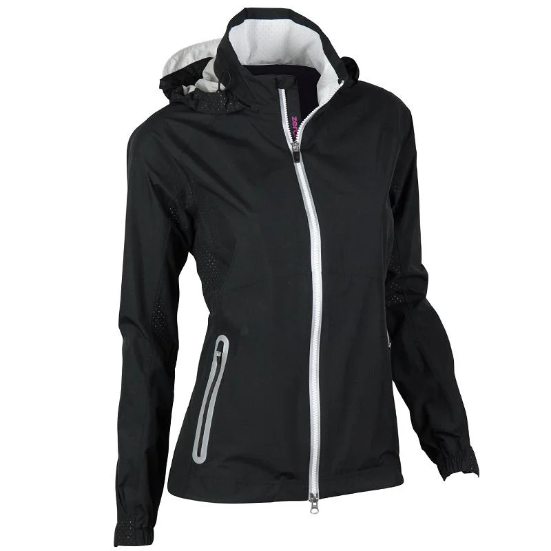 Zero Restriction Hooded Olivia Jacket - Black Notch Collar Jacket Peter Pan Collar Jacket Cowl Neck Jacket
