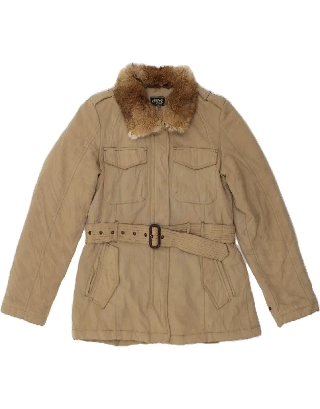 BEST COMPANY Womens Windbreaker Jacket UK 14 Medium Beige Polyamide Wool Fabric Cashmere Fabric Tweed Fabric