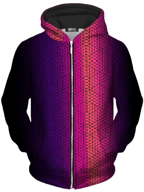 Ascension Warm Colors Unisex Zip-Up Hoodie Hoodie with Color Block Contrast Stylish