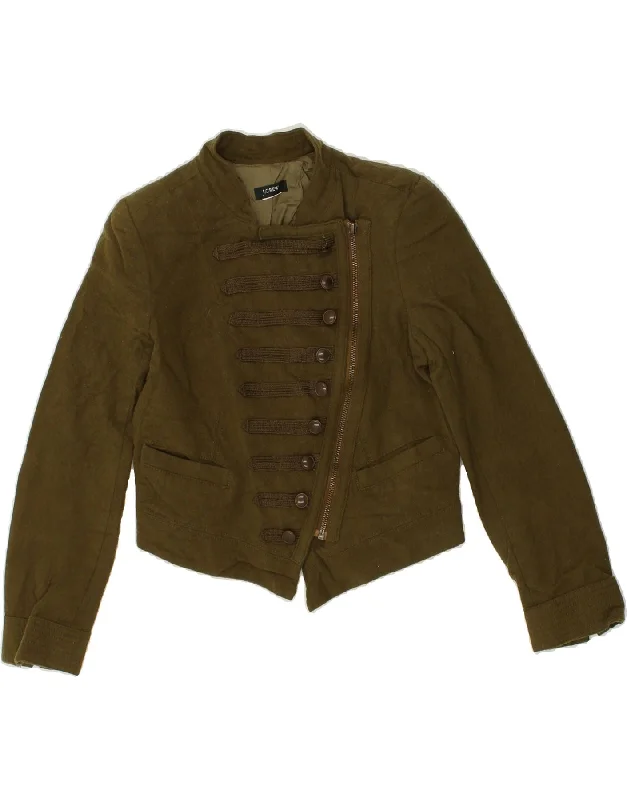 J. CREW Womens Crop Military Jacket UK 6 XS Khaki Rayon Jacket Velvet Jacket Corduroy Jacket