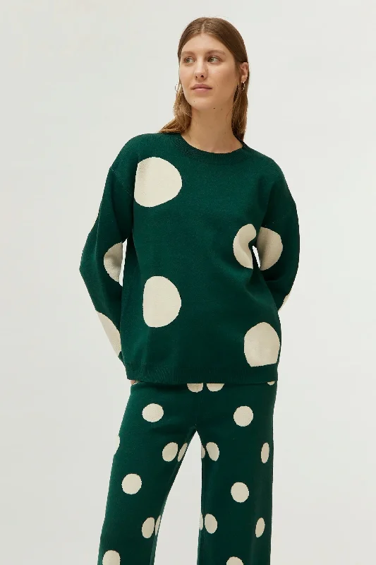 White Polka Dot Print Jacquard Sweater Chenille Blend Fleece Blend Nylon Blend