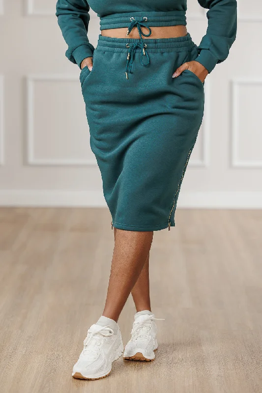 FINAL SALE - Aliya Side Zip Skirt - Emerald lace skirt delicate