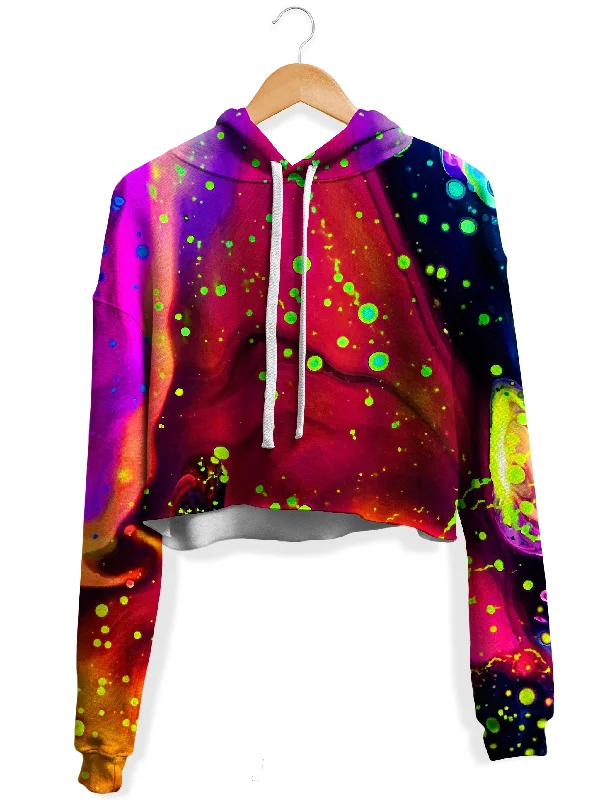 Cosmos Fleece Crop Hoodie Hoodie with Monochrome Minimalist Simple