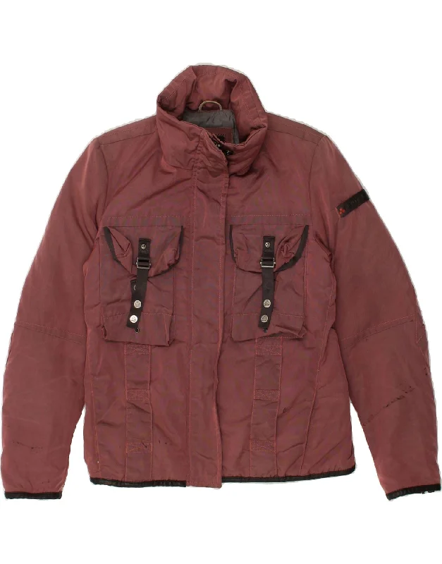 PEUTEREY Womens Padded Jacket IT 44 Medium Pink Polyamide Zippered Jacket Buttoned Jacket Snapped Jacket