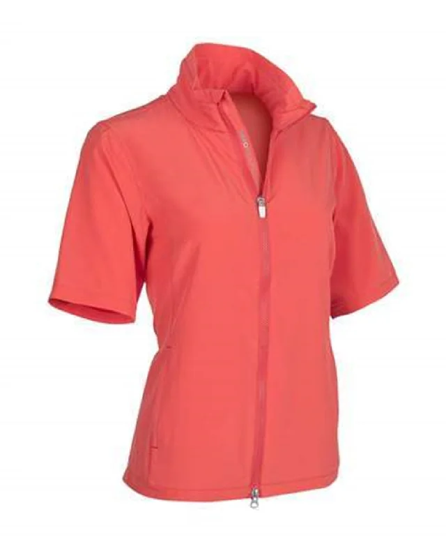 Zero Restriction EVE Short Sleeve Wind Jacket - Poppy Satin Jacket Silk Jacket Chiffon Jacket