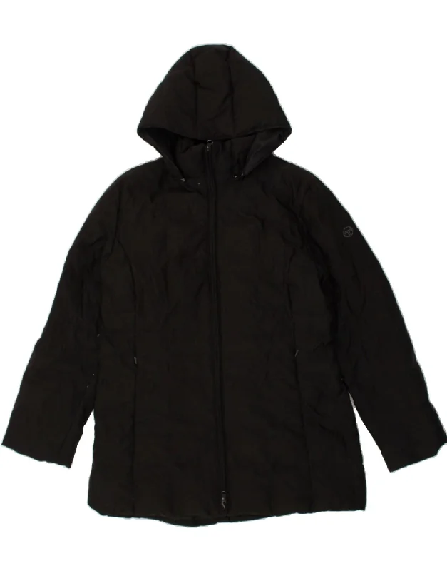 SERGIO TACCHINI Womens Hooded Padded Jacket IT 48 XL Black Chenille Fabric Brocade Fabric Lace Fabric