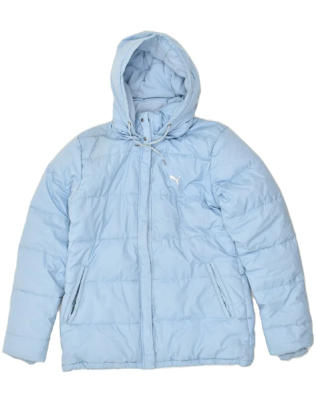 PUMA Womens Hooded Padded Jacket UK 12 Medium  Blue Polyester Cotton Jacket Linen Jacket Terry Jacket