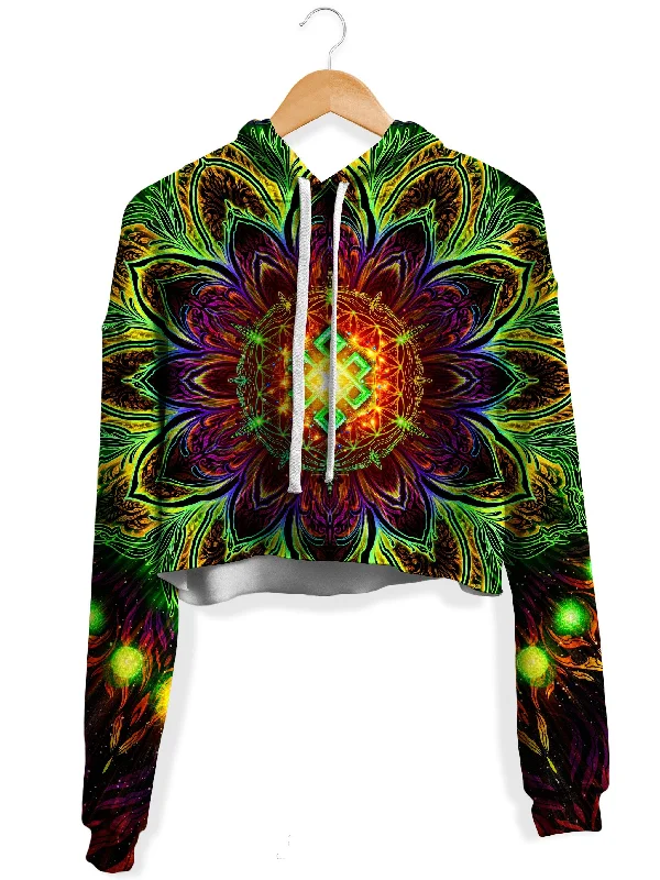 Endless Dimension Fleece Crop Hoodie Hoodie with Elastic Cuffs Stretchable Comfortable