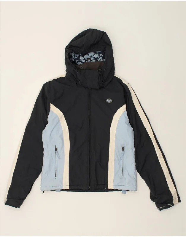 QUIKSILVER Womens Oversized Hooded Windbreaker Jacket US 4 Small Navy Blue Plaid Jacket Tartan Jacket Houndstooth Jacket