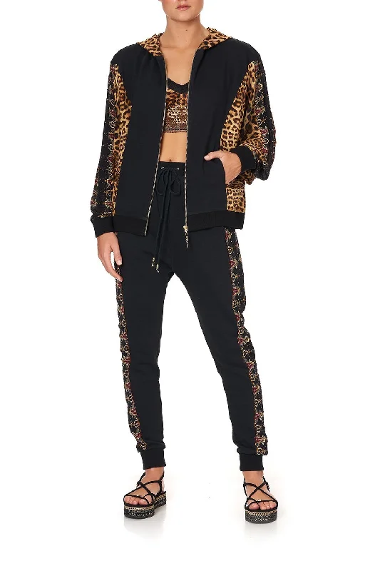 SILK MIX JERSEY ZIP FRONT SWEAT JACKET LADY LODGE Chenille Fabric Brocade Fabric Lace Fabric