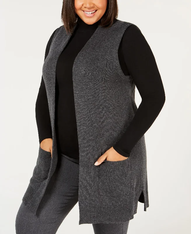 Karen Scott Plus Size Duster Sweater Vest Spandex Rayon Corduroy