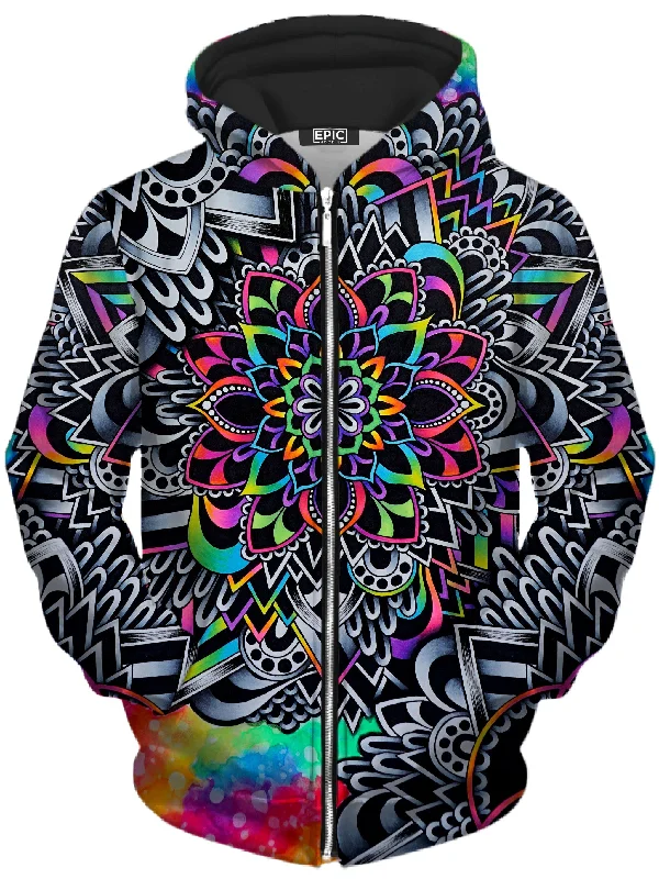 Mandala Vibez Unisex Zip-Up Hoodie Hoodie with Raglan Sleeves Sporty Comfortable