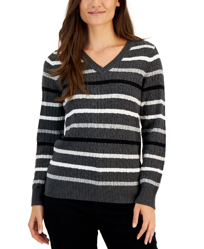 Karen Scott Petite V Neck Allston Sweater Oversized Loose Flowy