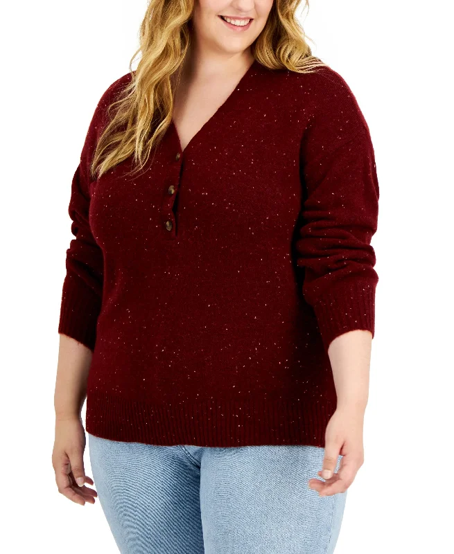 Style & Co Plus Size Henley Sweater Velvet Chenille Corduroy
