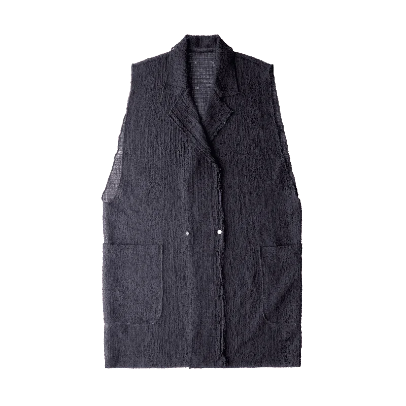 Gilet jacket / Black / shirring stretch Quilted Jacket Puffer Jacket Insulated Jacket