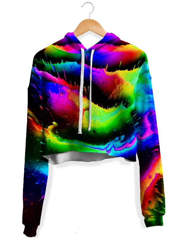 Intergalactic Rush Fleece Crop Hoodie Hoodie with Hem Lace Feminine Delicate
