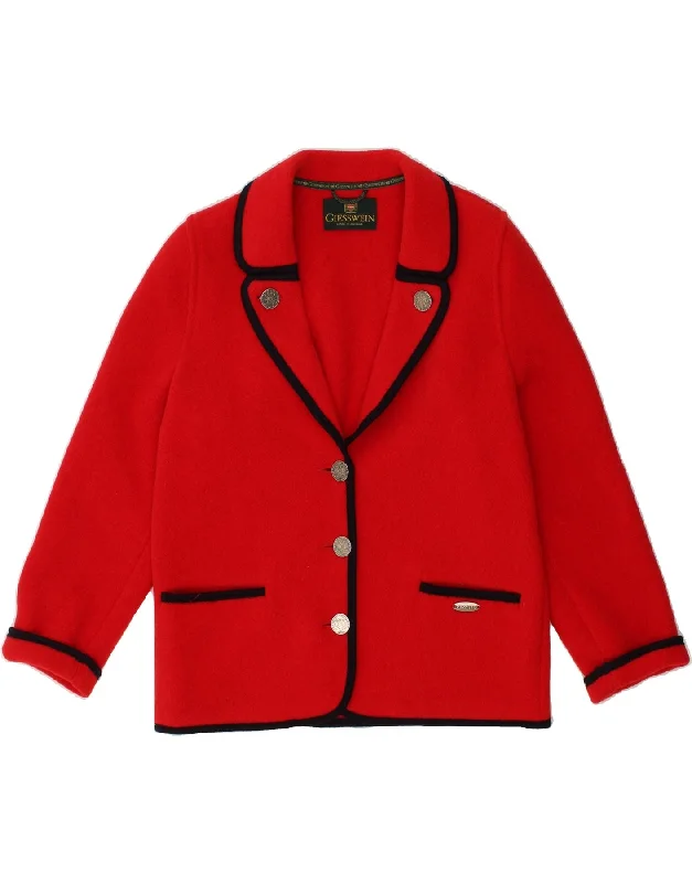 GIESSWEIN Womens 3 Button Blazer Jacket UK 12 Medium Red Wool Nylon Jacket Polyester Jacket Spandex Jacket