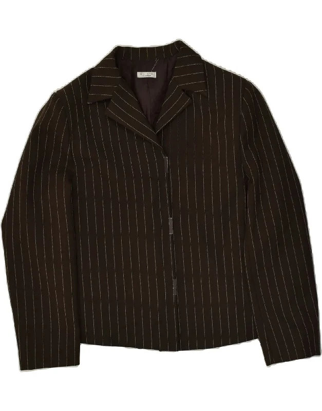 CONBIPEL Womens Esisto 3 Button Blazer Jacket IT 44 Medium Brown Pinstripe Mesh Jacket Canvas Jacket Denim Jacket