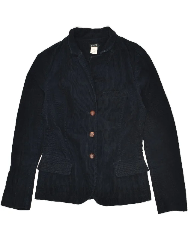J. CREW Womens 3 Button Corduroy Blazer Jacket UK 10 Small Navy Blue Cotton Fabric Linen Fabric Terry Fabric