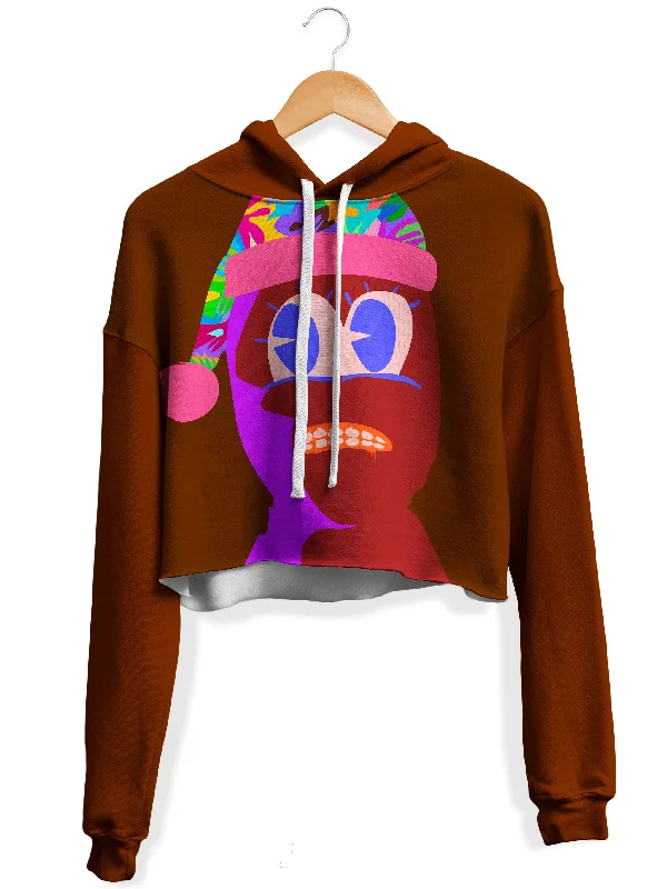 Hanky Fleece Crop Hoodie Hoodie with Ribbed Cuffs Snug Fit Comfort