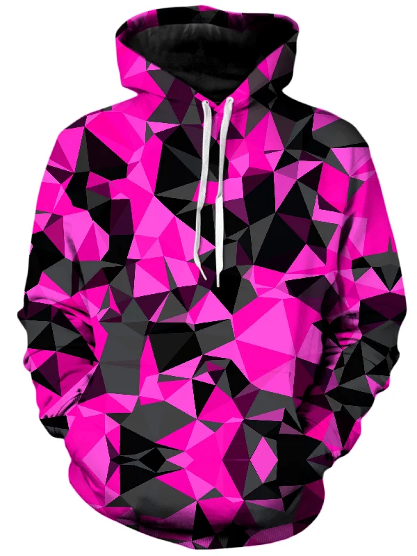 Pink and Black Geo Unisex Hoodie Hoodie with Side Slits Relaxed Casual