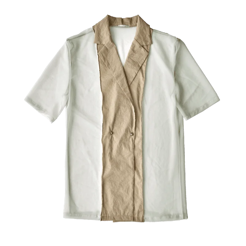 Sheer jacket / Khaki V-Neck Jacket Boat Neck Jacket Square Neck Jacket