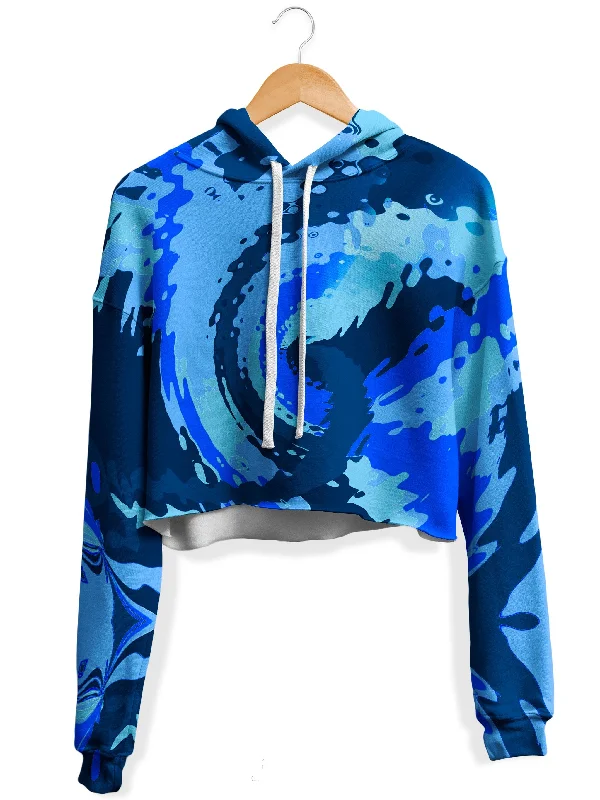 Blue Magic Fleece Crop Hoodie Hoodie with Hem Contrast Bold Stylish