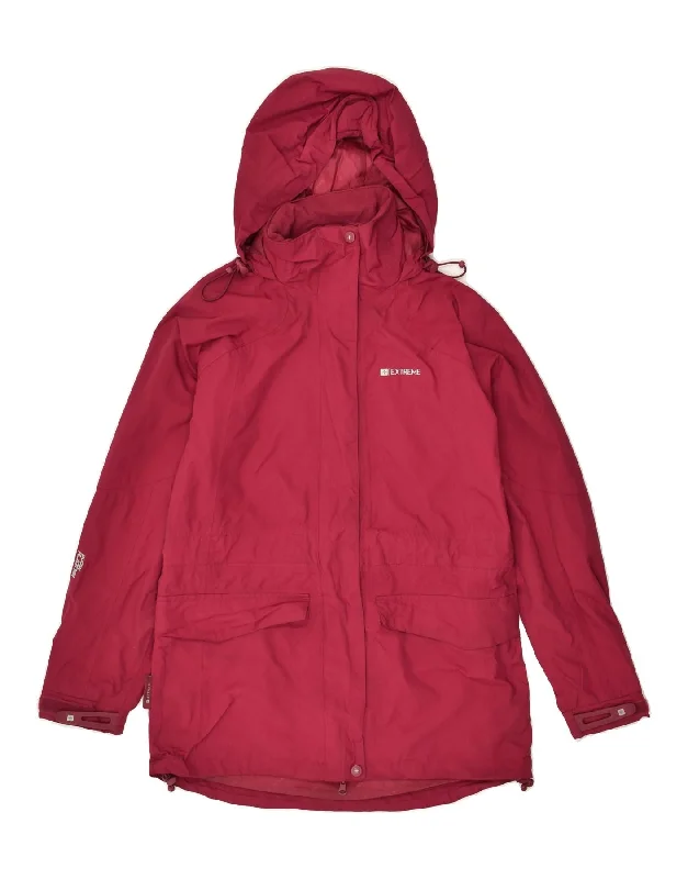 MOUNTAIN WAREHOUSE Womens Hooded Rain Jacket UK 8 Small  Pink Nylon Tailored Jacket Straight Jacket A-Line Jacket
