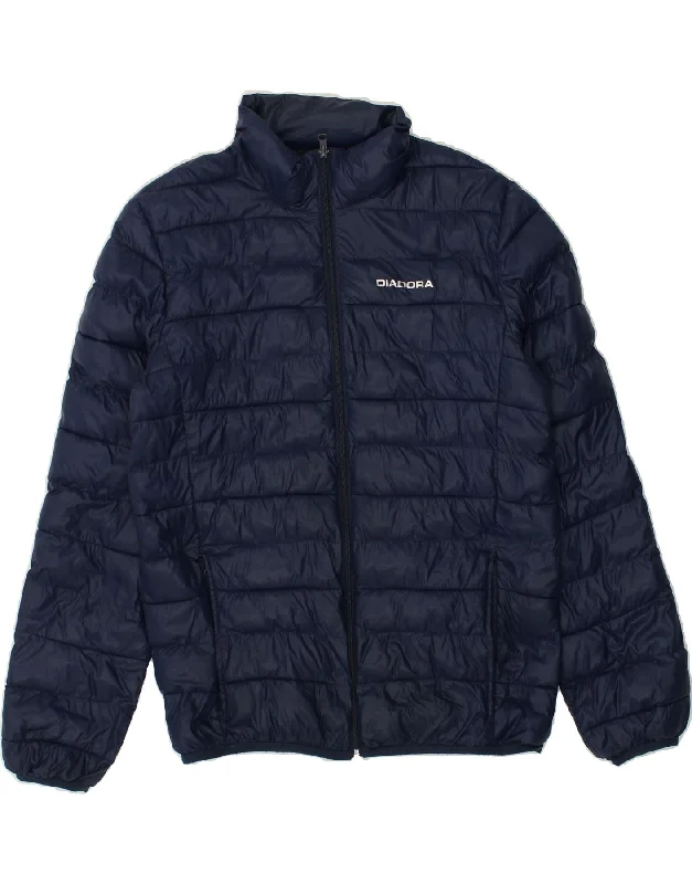 DIADORA Womens Padded Jacket UK 16 Large Navy Blue Polyamide Plaid Jacket Tartan Jacket Houndstooth Jacket