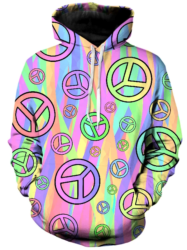 Retro Peace Symbol Stripes Unisex Hoodie Hoodie with Ribbed Cuffs Snug Fit Comfort