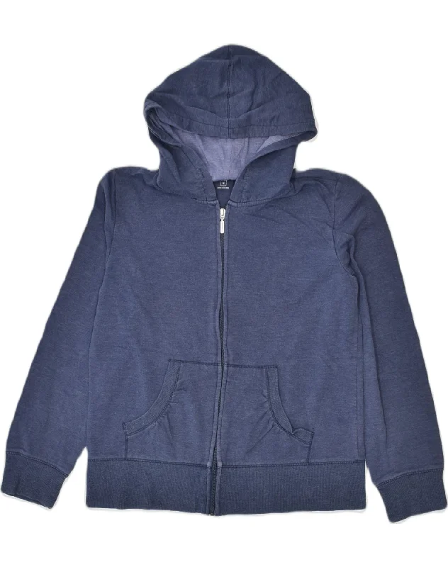 EDDIE BAUER Womens Zip Hoodie Sweater UK 12 Medium Navy Blue Cotton Terry Blend Velvet Blend Canvas Blend