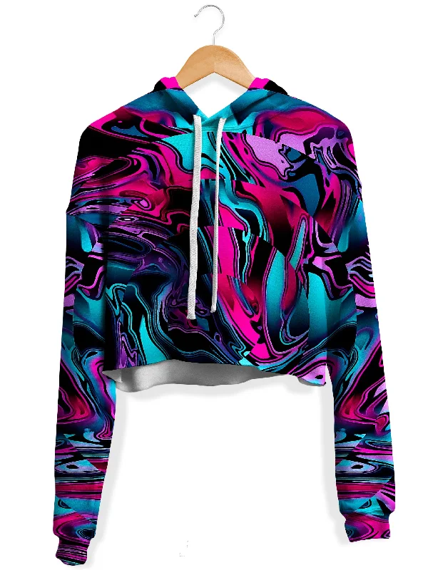Chromatic Mixed Berry Fleece Crop Hoodie Hoodie with Velcro Closure Adjustable Secure
