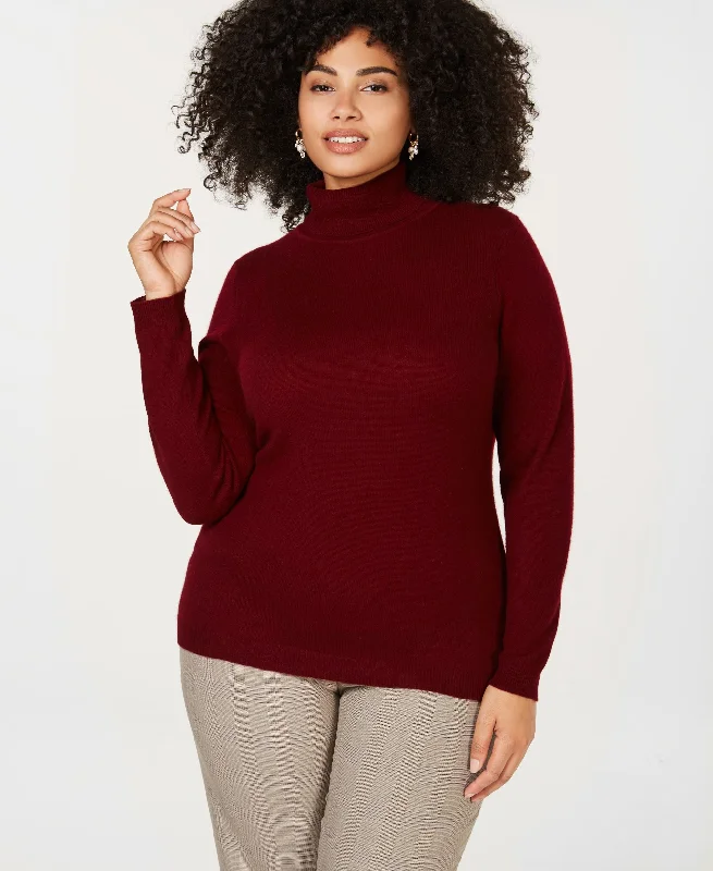 Charter Club Plus Size Pure Cashmere Turtleneck Sweater Polka Dot Checkered Tartan