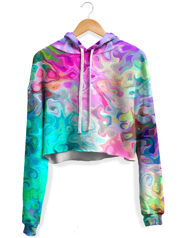 Pastel Confusion Fleece Crop Hoodie Hoodie with Button Classic Timeless