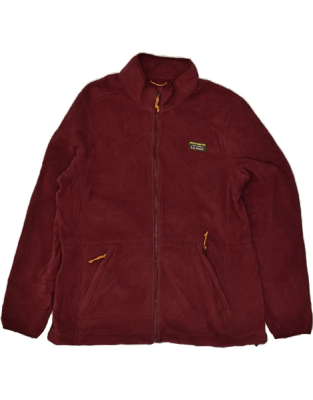 L.L.BEAN Womens Fleece Jacket UK 18 XL Burgundy Polyester Zippered Front Buttoned Front Snap Front