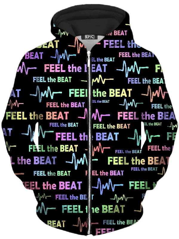Feel the Beat Unisex Zip-Up Hoodie Hoodie with V-Neck Classic Versatile