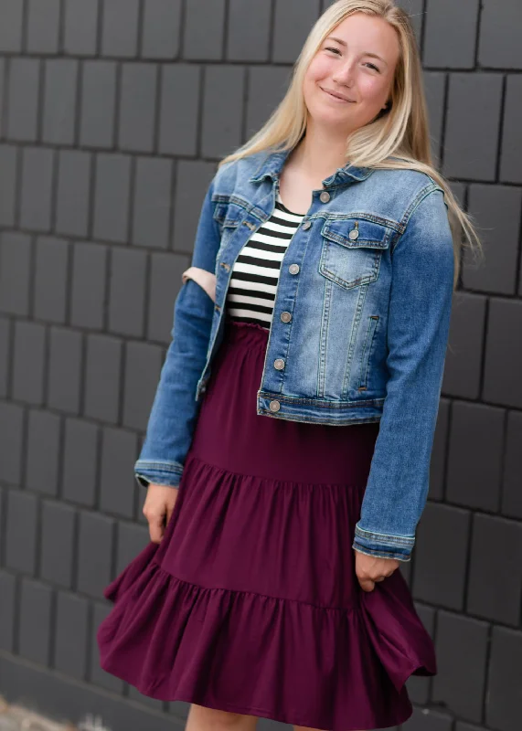 Plum Sleeveless Knit Paperbag Waist Dress - FINAL SALE Crew Neckline Sporty