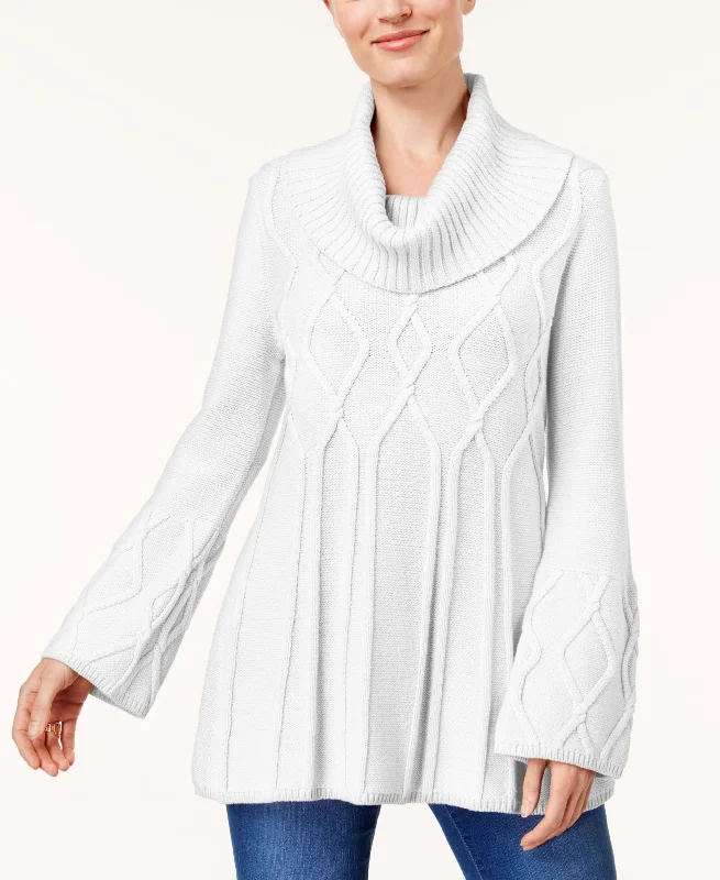 Style & Co Cowl Neck Sweater Tunic Solid Print Embellished
