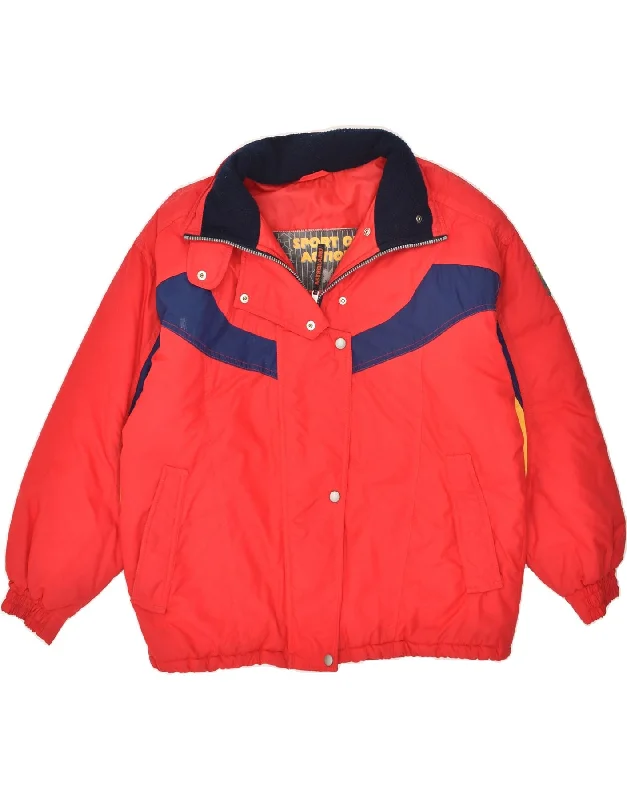 ASTROLABIO Womens Hooded Windbreaker Jacket EU 42 Large Red Colourblock Nylon Jacket Polyester Jacket Spandex Jacket