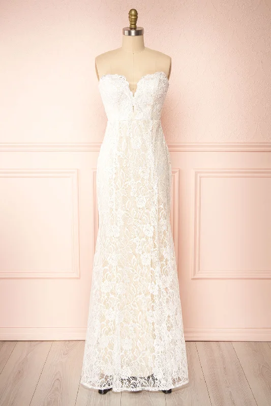 Carolhyn | Strapless Fitted Mermaid Bridal Dress w/ Lace