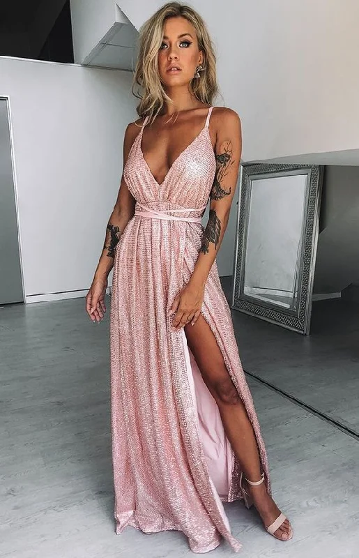 rose gold shiny prom dress  cg4040